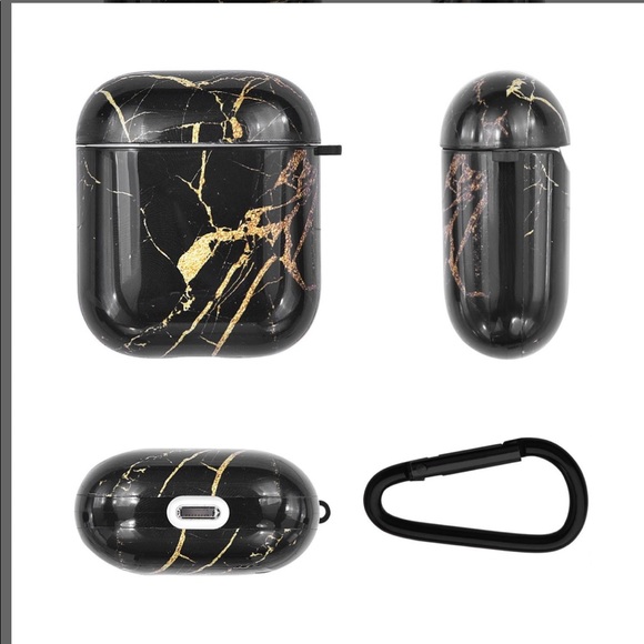 NEW Black Gold Streak Marble Case for Airpods - Picture 5 of 7
